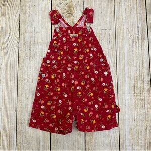 VTG Cherokee Corduroy Short Floral Overalls